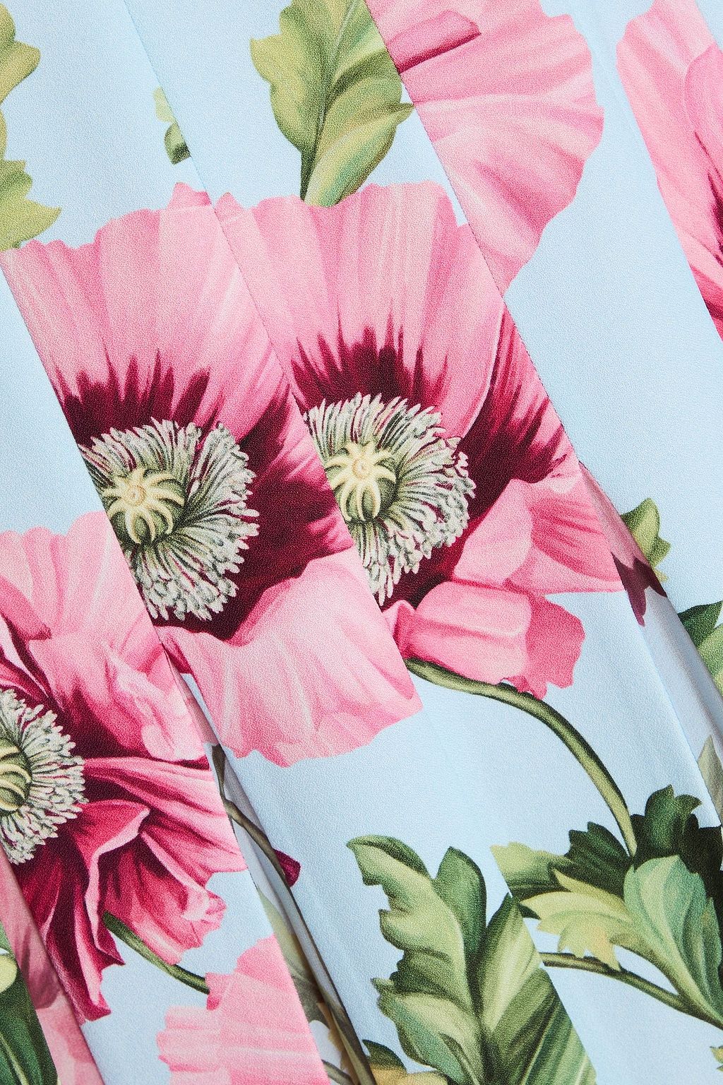 OSCAR DE LA RENTA Pleated floral-print crepe midi dress