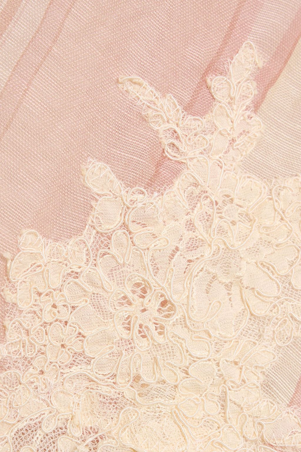 ZIMMERMANN فستان قصير مخطط من قماش رقيق من مزيج حرير والكتّان وبأجزاء من الدانتيل