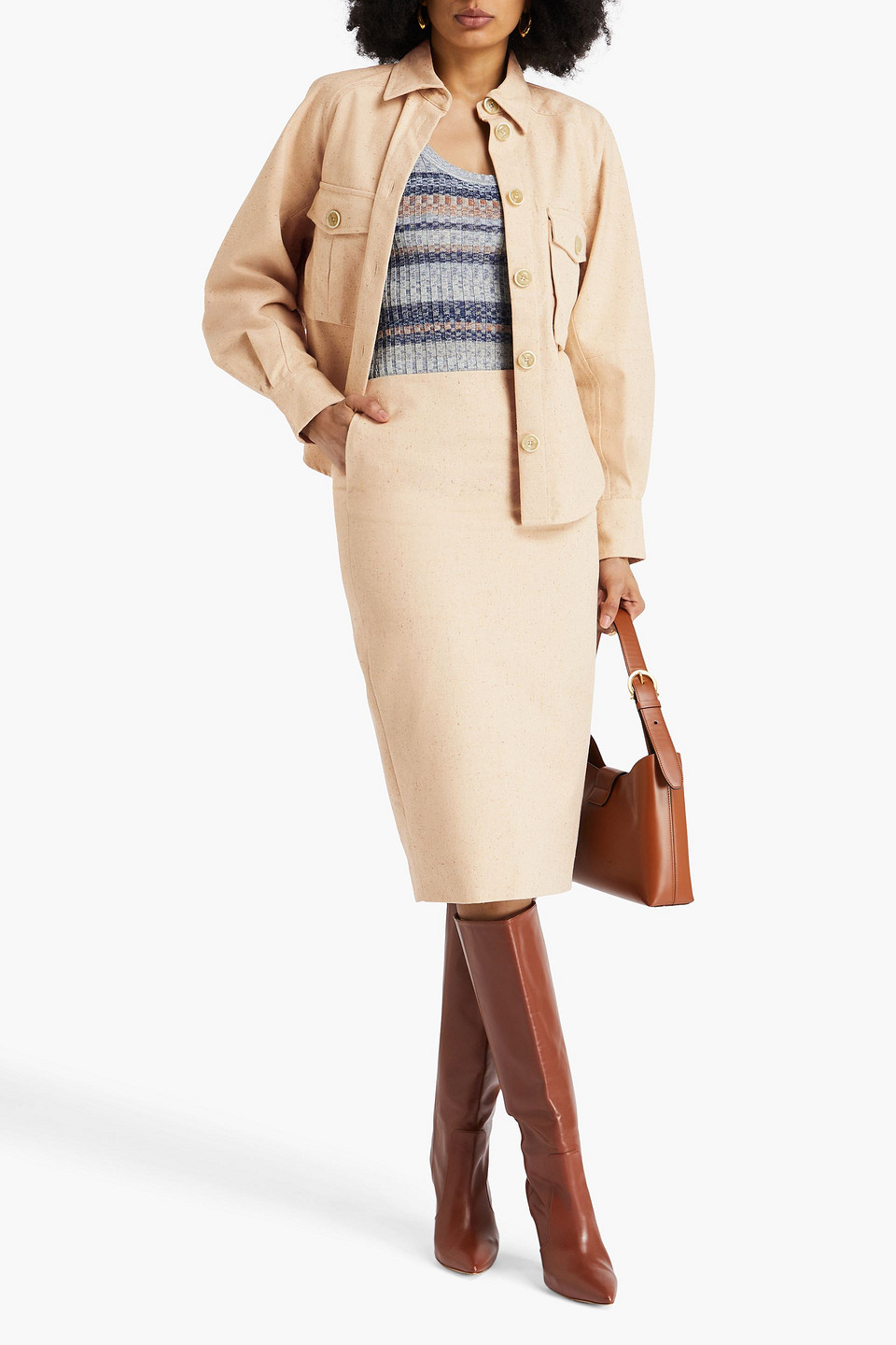 Zimmermann Donegal Cotton And Silk-blend Midi Skirt