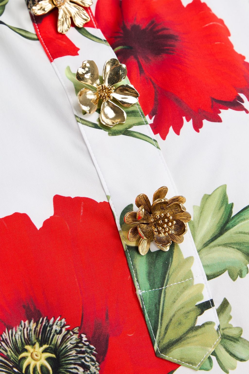 OSCAR DE LA RENTA ポプリン ロングドレス フローラルプリント