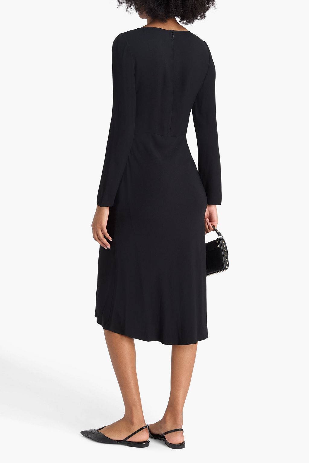 VALENTINO GARAVANI Floral-appliquéd cady midi dress