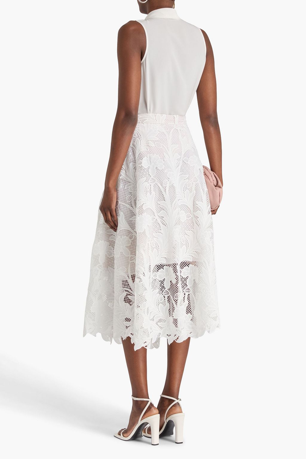 OSCAR DE LA RENTA ギピュールレース ミディスカート