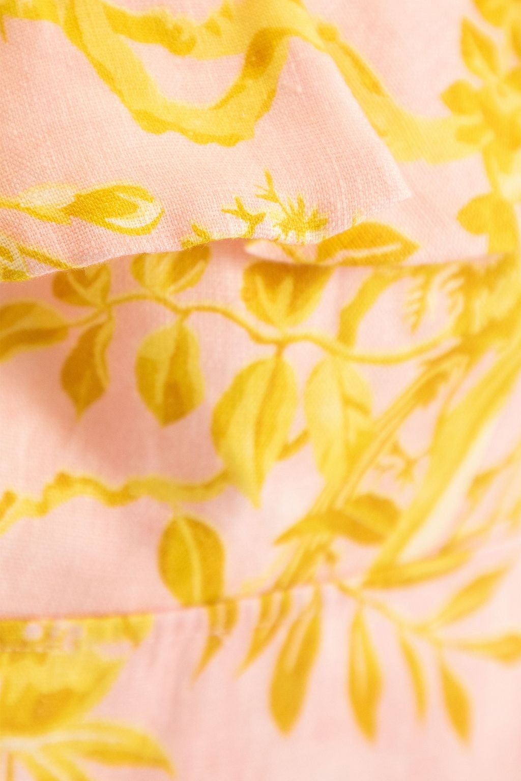 ZIMMERMANN Minikleid aus Leinen mit floralem Print und Rüschen