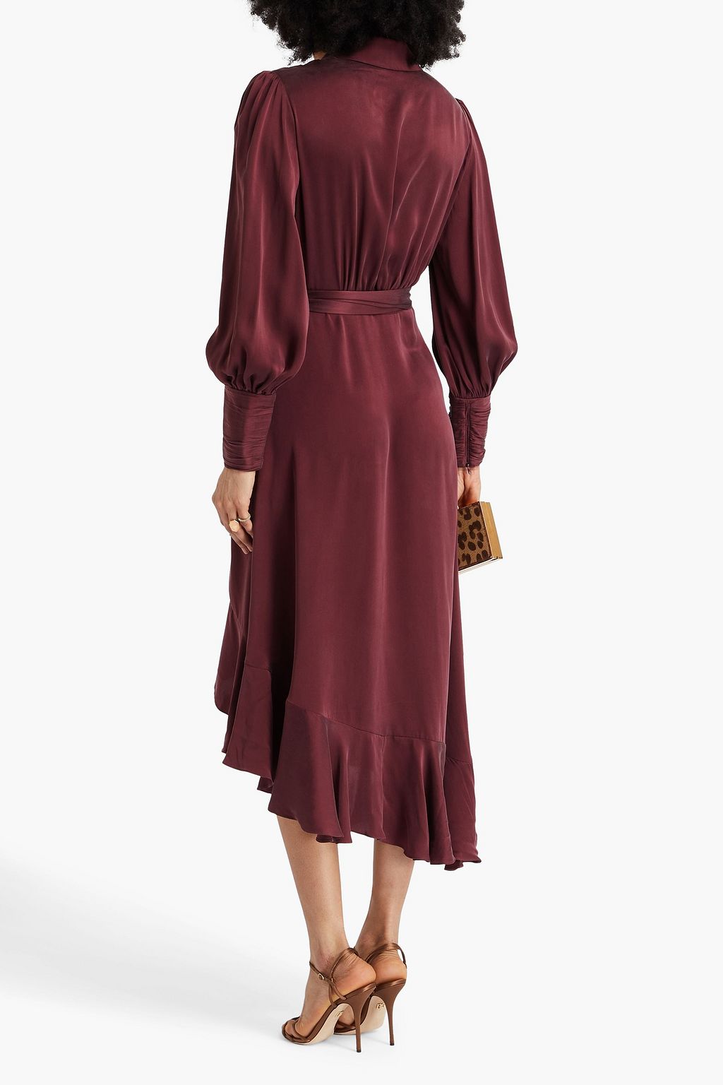ZIMMERMANN Midi-Wickelkleid aus vorgewaschener Seide mit Rüschen