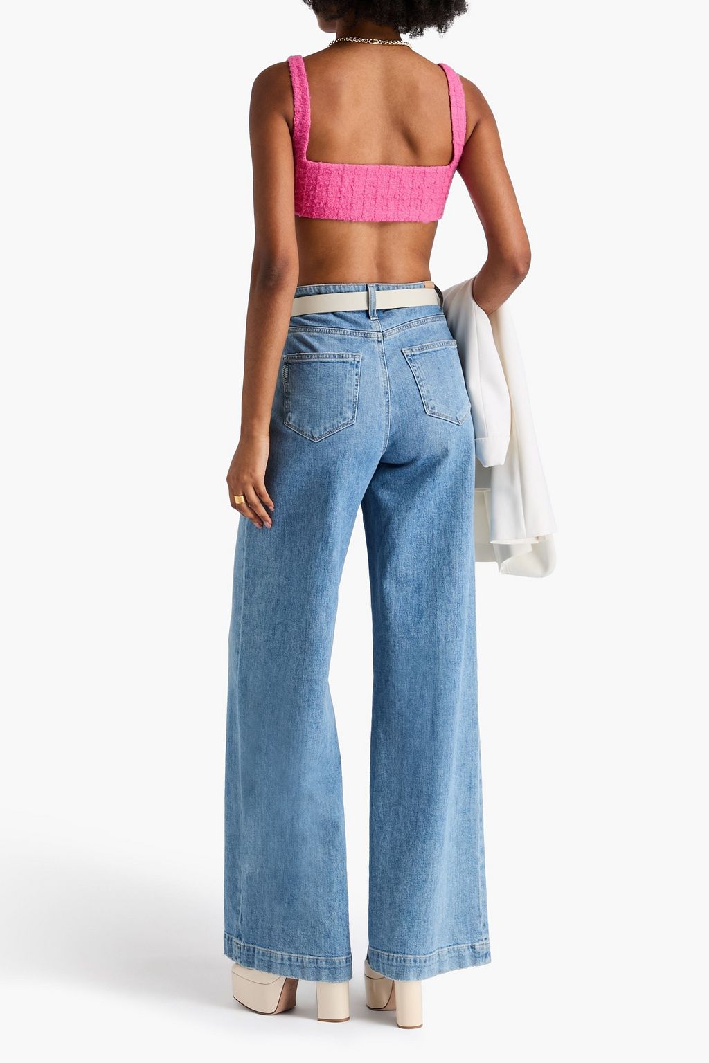 VALENTINO GARAVANI Cropped wool-blend tweed top