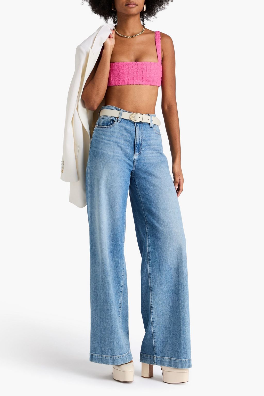 VALENTINO GARAVANI Cropped wool-blend tweed top