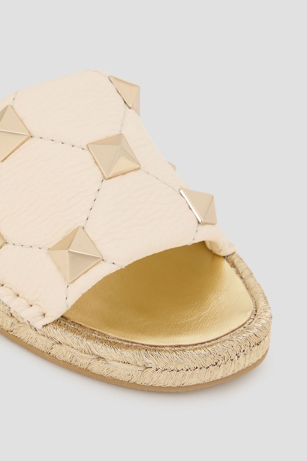 VALENTINO GARAVANI Roman Stud quilted pebbled-leather espadrille slides
