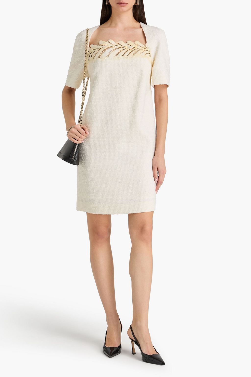 sachin and babi light blue dress OSCAR DE LA RENTA Butterfly-detailed tweed mini dress main image 1