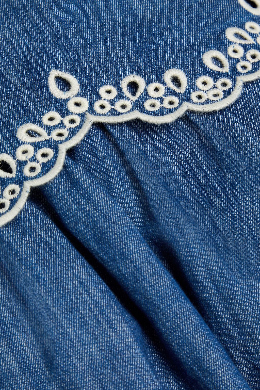 ZIMMERMANN Bluse aus Denim mit Lochstickerei-Besatz