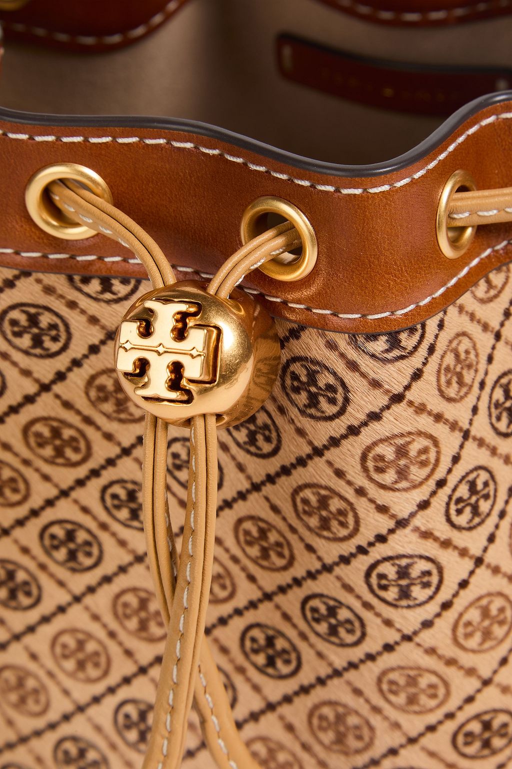 TORY BURCH Tote Bag „T Monogram“ aus Kalbshaar und Leder
