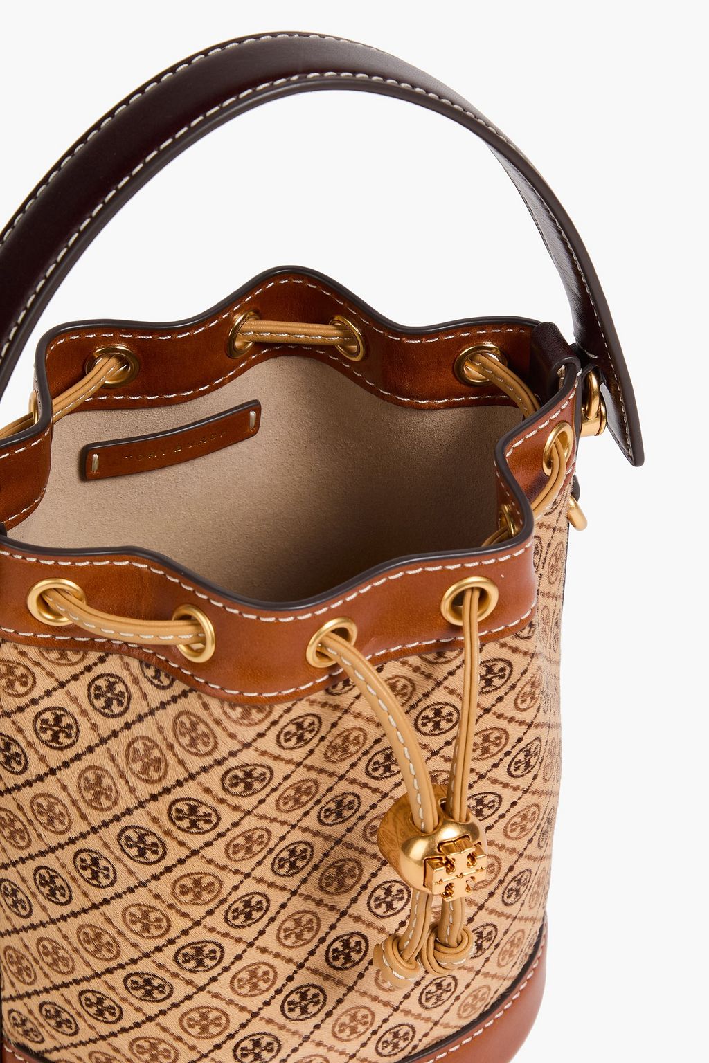 TORY BURCH Tote Bag „T Monogram“ aus Kalbshaar und Leder