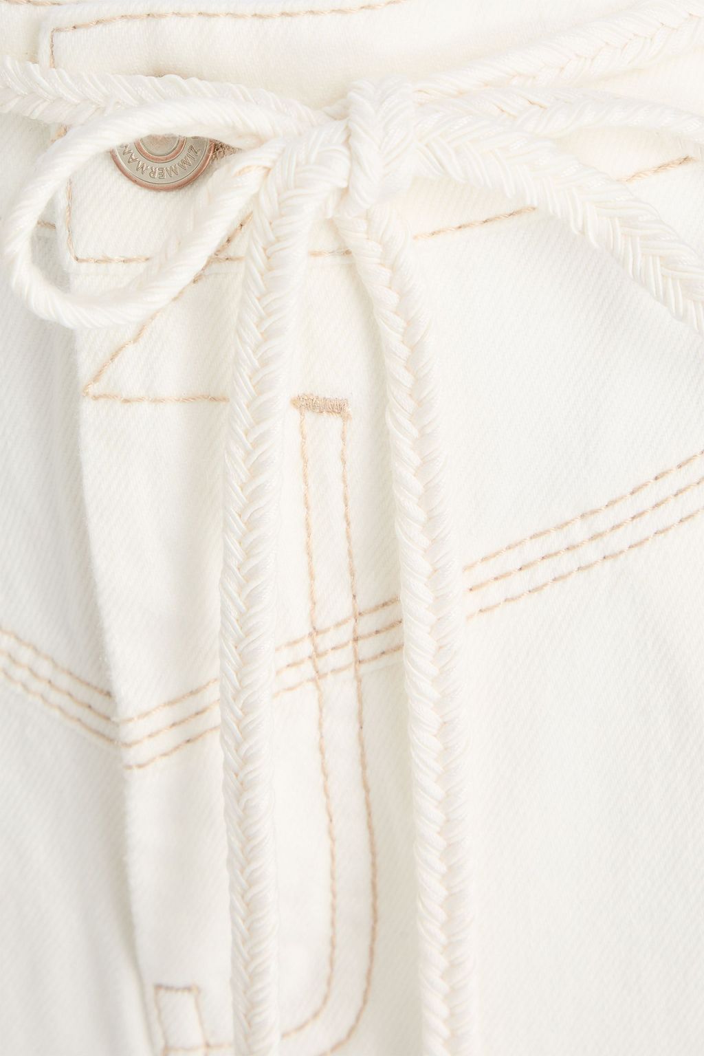 ZIMMERMANN Cropped belted high-rise tapered jeans
