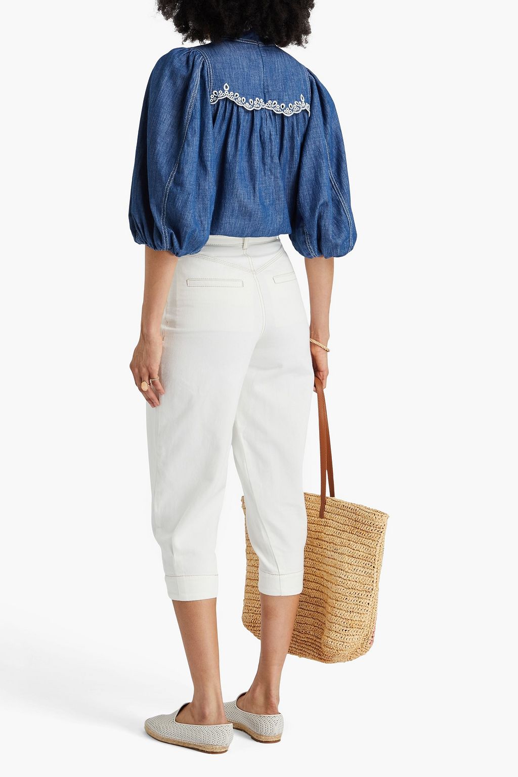 ZIMMERMANN Cropped belted high-rise tapered jeans