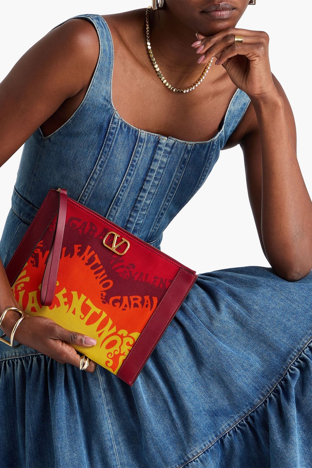 VALENTINO GARAVANI Printed cotton-canvas pouch