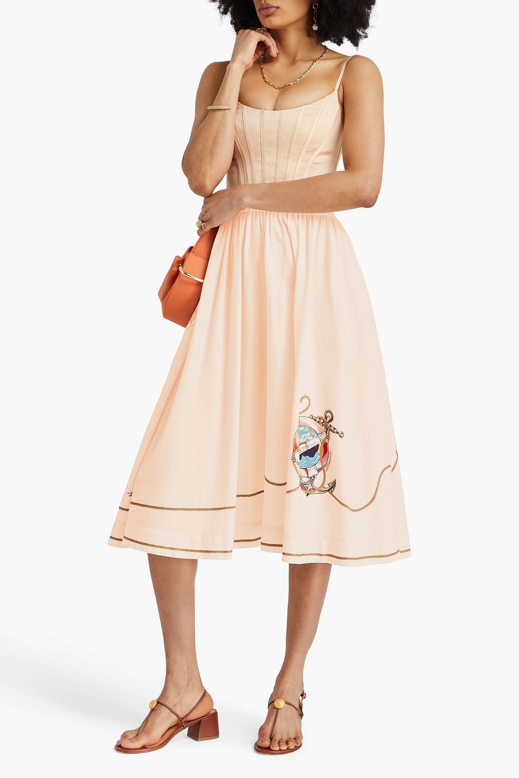 ZIMMERMANN Printed cotton-gauze midi skirt