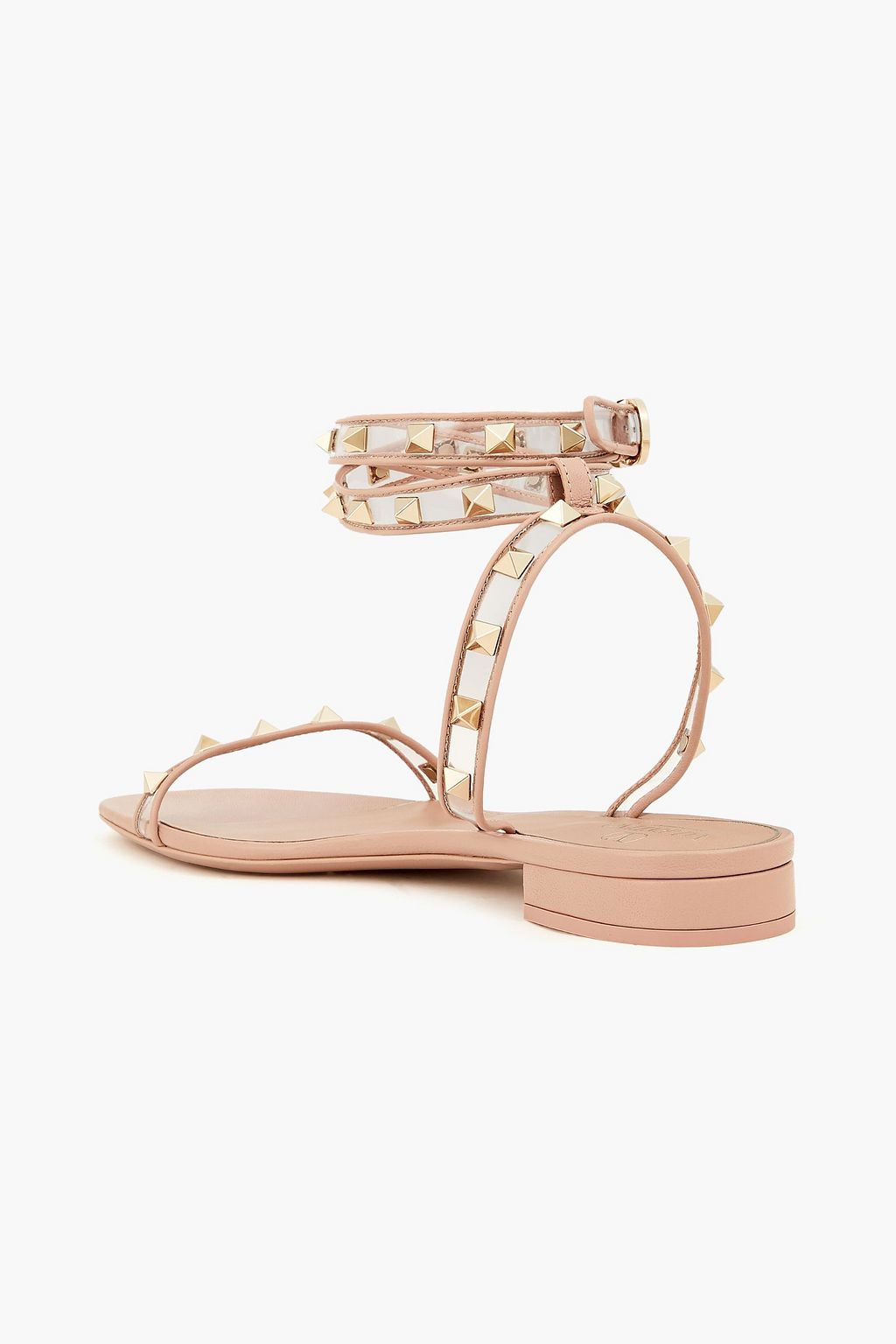 VALENTINO GARAVANI Rockstud leather-trimmed PVC sandals
