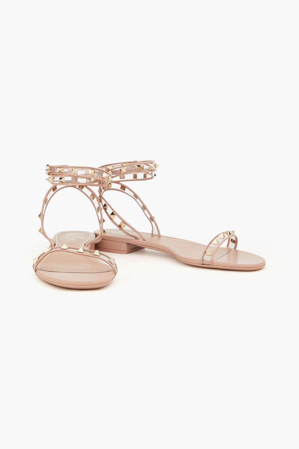 VALENTINO GARAVANI Rockstud leather-trimmed PVC sandals