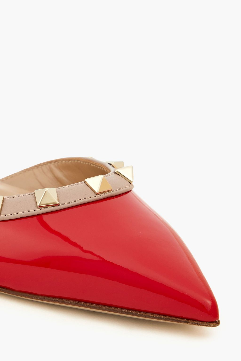 VALENTINO GARAVANI Rockstud patent-leather slingback point-toe flats