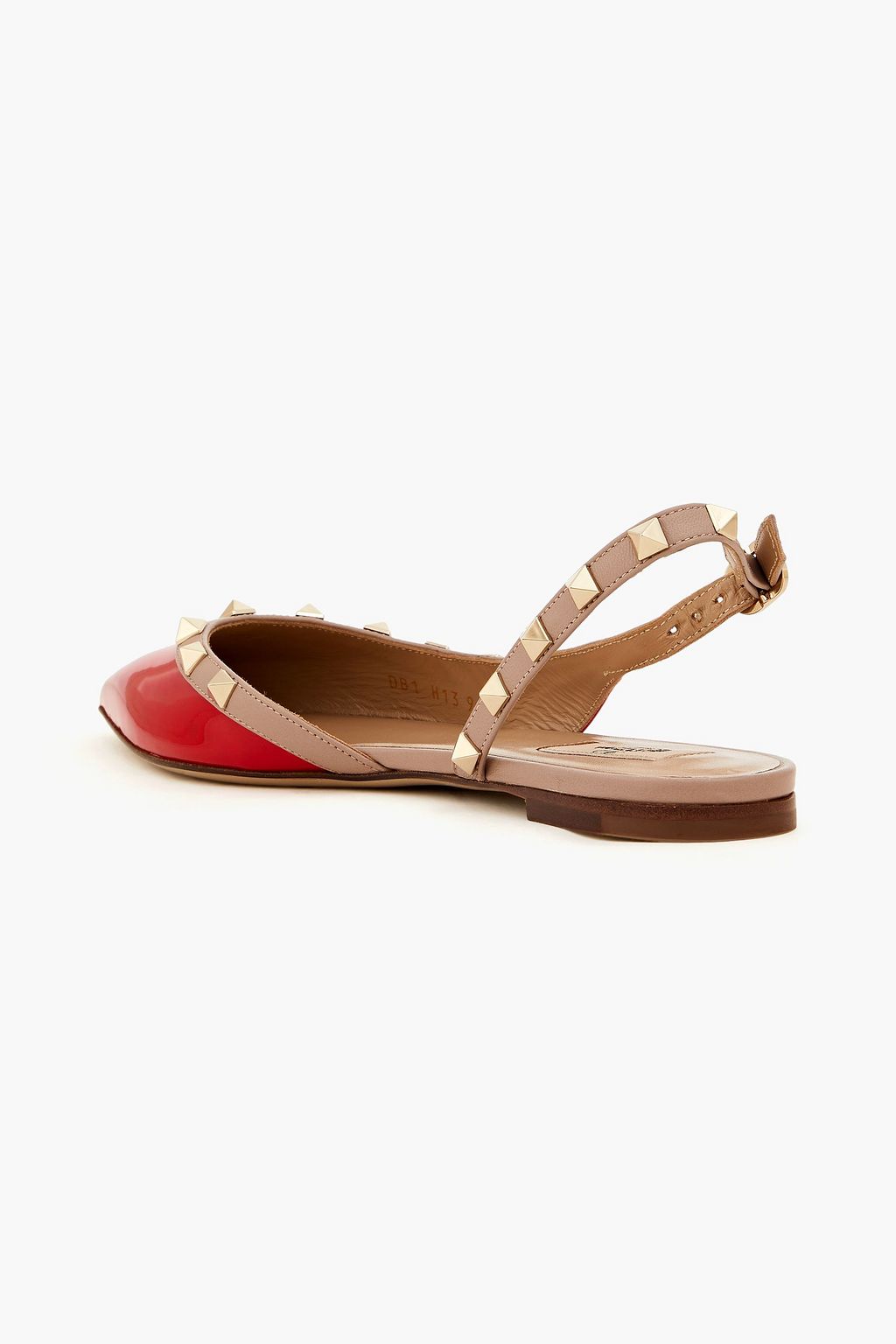 VALENTINO GARAVANI Rockstud patent-leather slingback point-toe flats