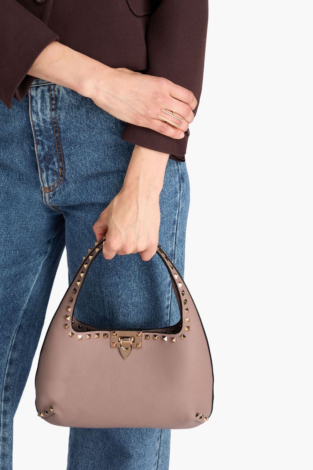 VALENTINO GARAVANI Rockstud pebbled-leather shoulder bag