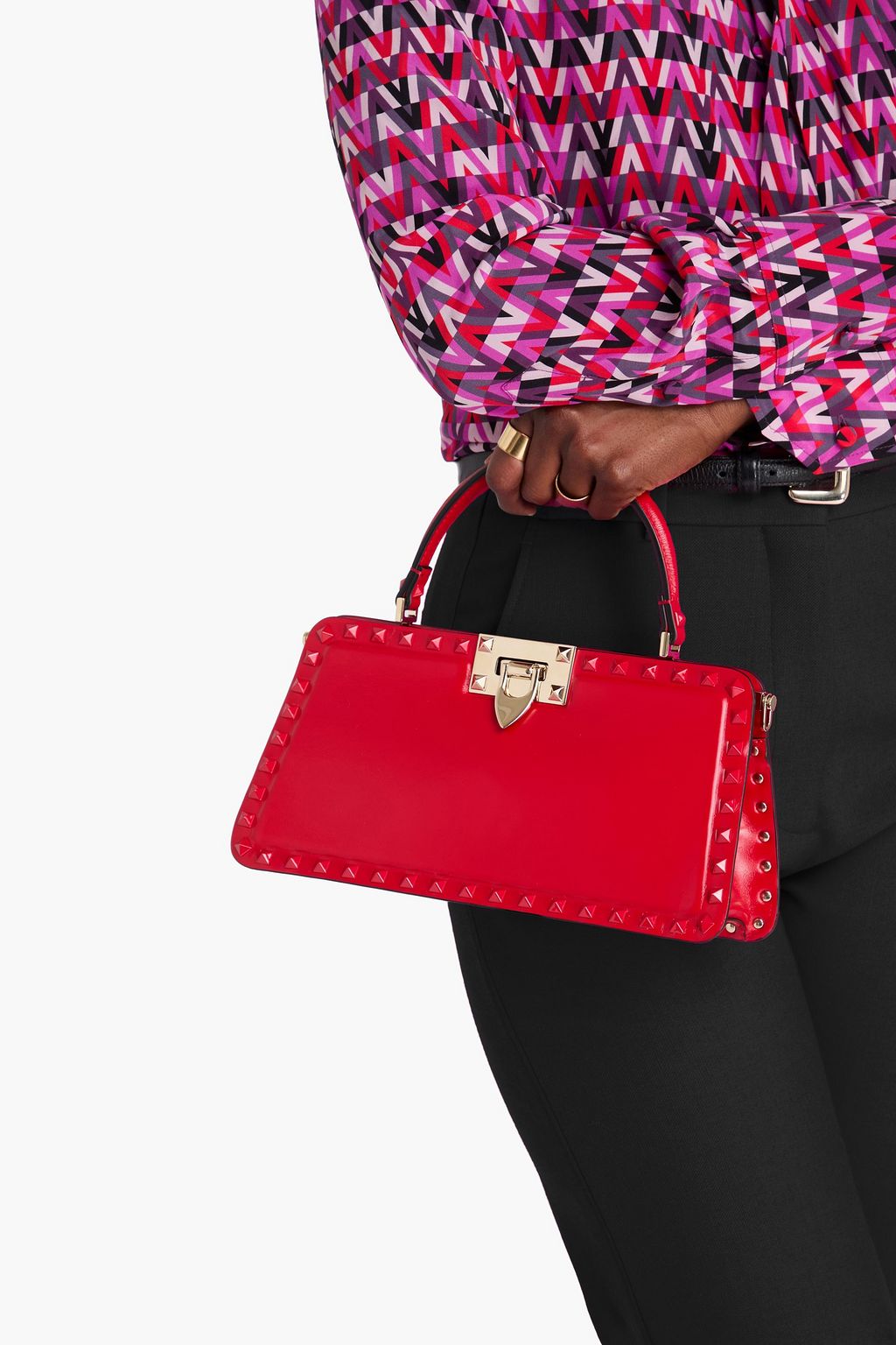 VALENTINO GARAVANI Rockstud pebbled-leather tote