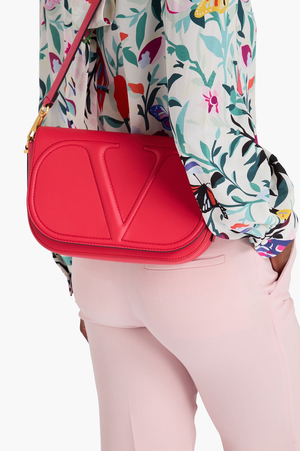 VALENTINO GARAVANI VLOGO Schultertasche aus geprägtem Leder