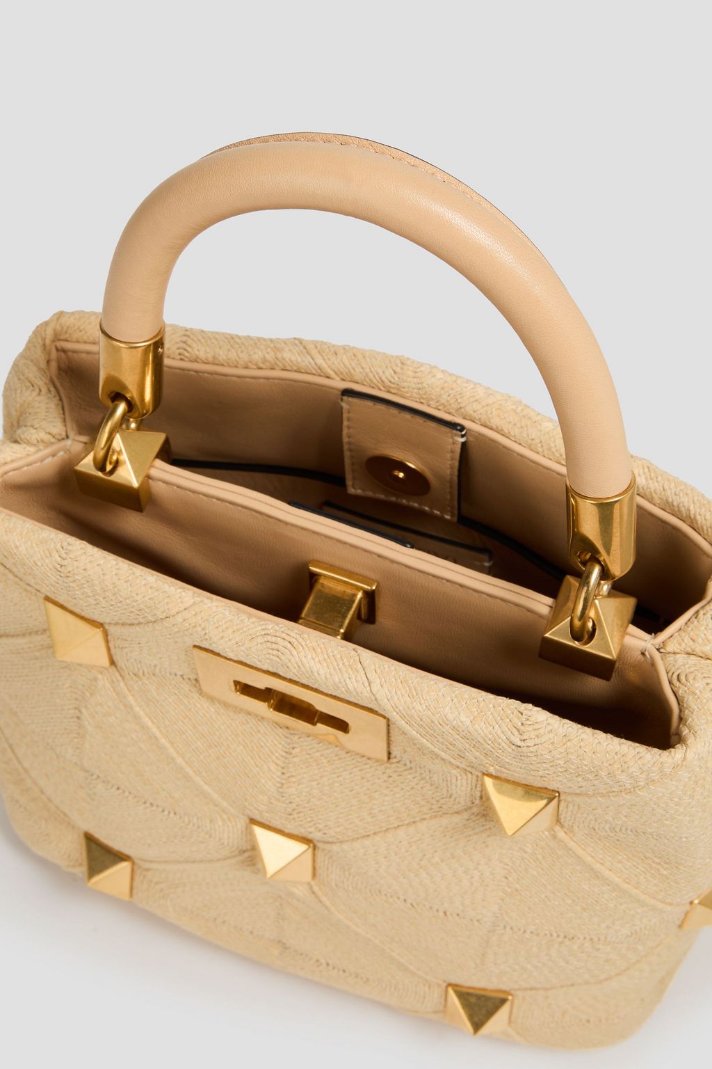 VALENTINO GARAVANI Roman Stud faux raffia tote