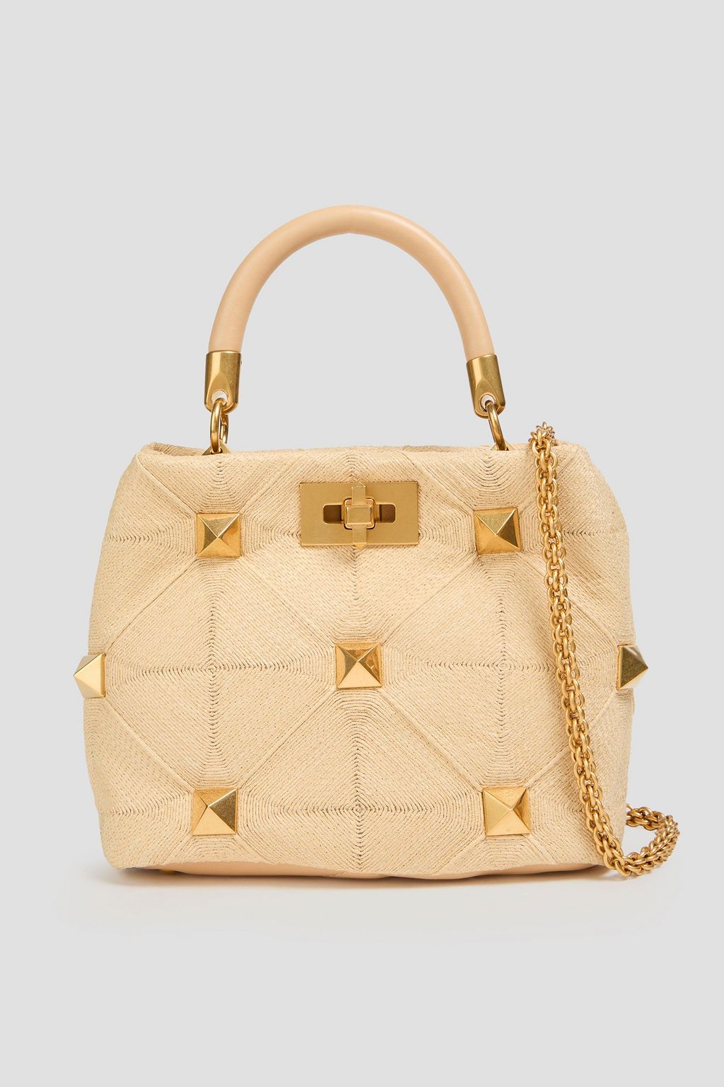 VALENTINO GARAVANI Roman Stud faux raffia tote