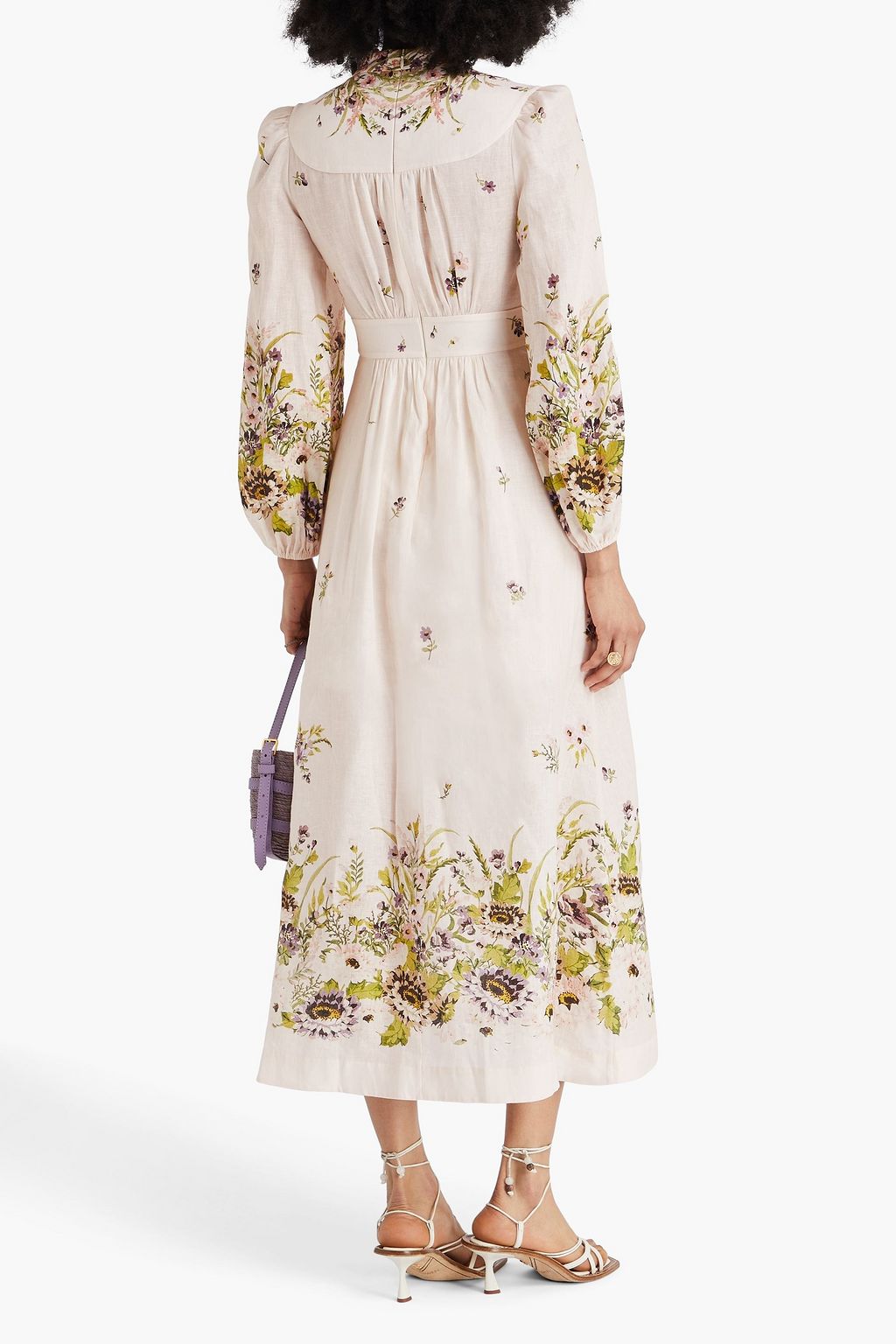 ZIMMERMANN リネン ミディワンピース フローラルプリント
