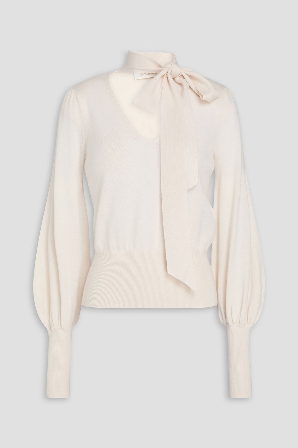 zimmermann - pussy-bow wool sweater - white - 00