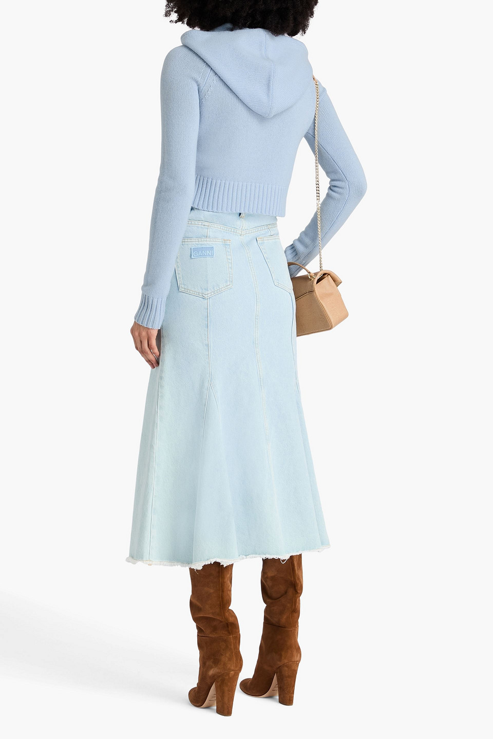 Zimmermann Cropped Wool And Cashmere-blend Hoodie In Blue