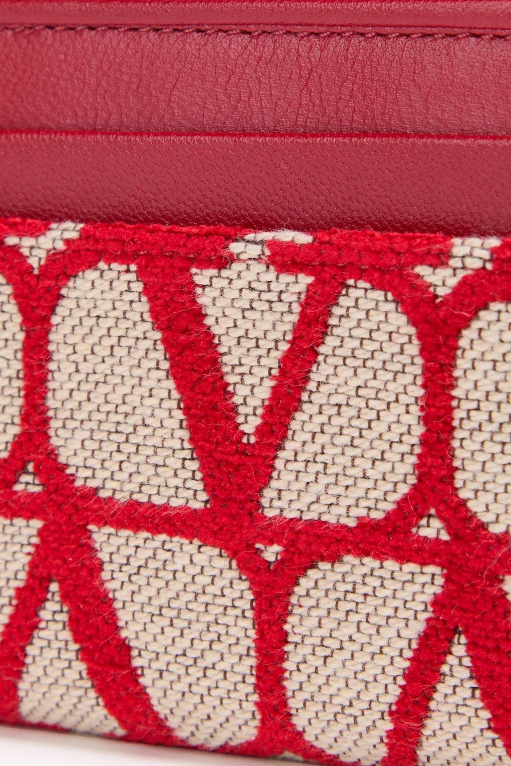 VALENTINO GARAVANI VLOGO leather and canvas-jacquard cardholder