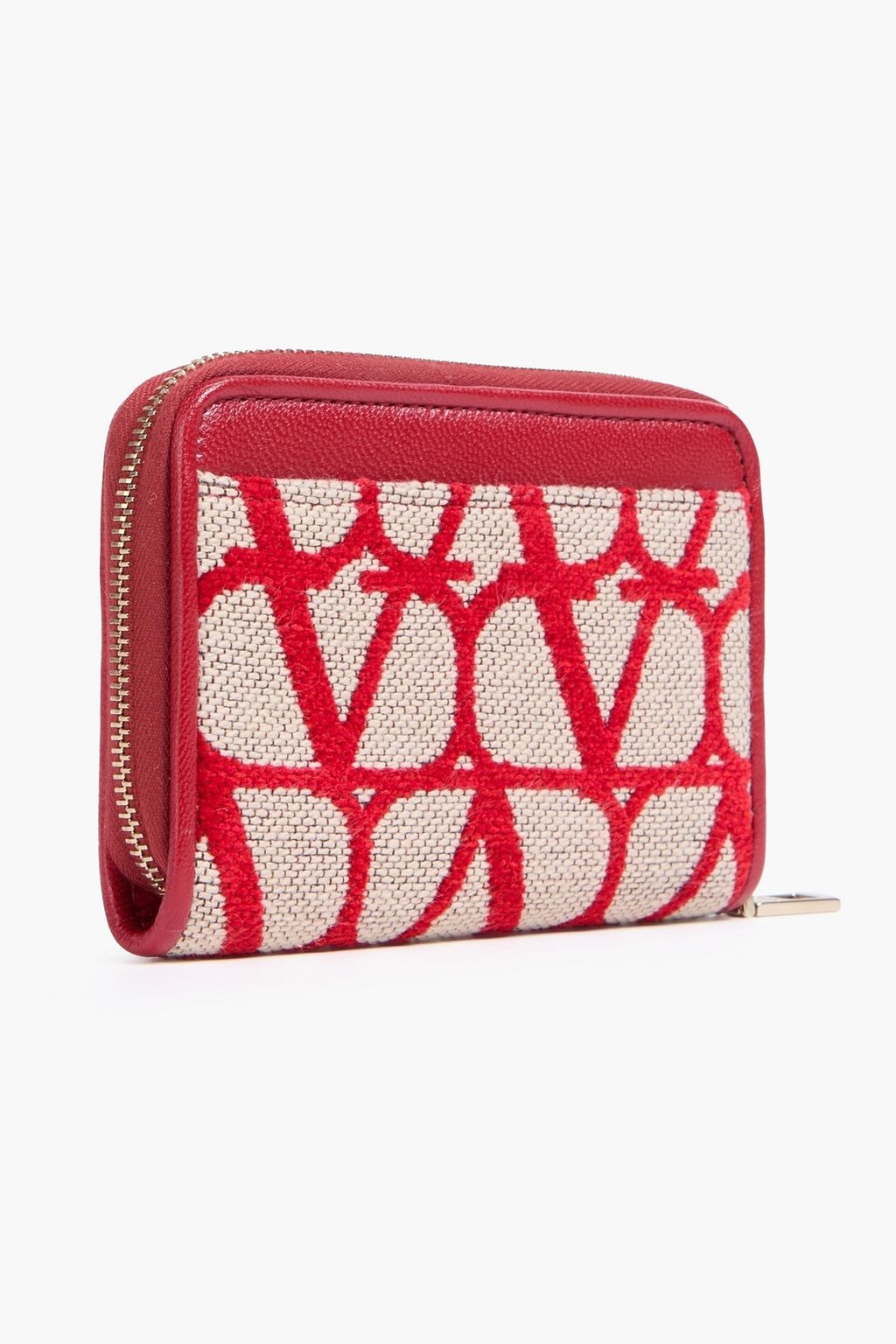 VALENTINO GARAVANI VLOGO leather and canvas-jacquard cardholder