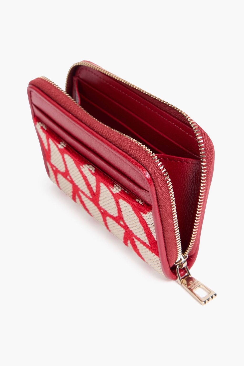 VALENTINO GARAVANI VLOGO leather and canvas-jacquard cardholder