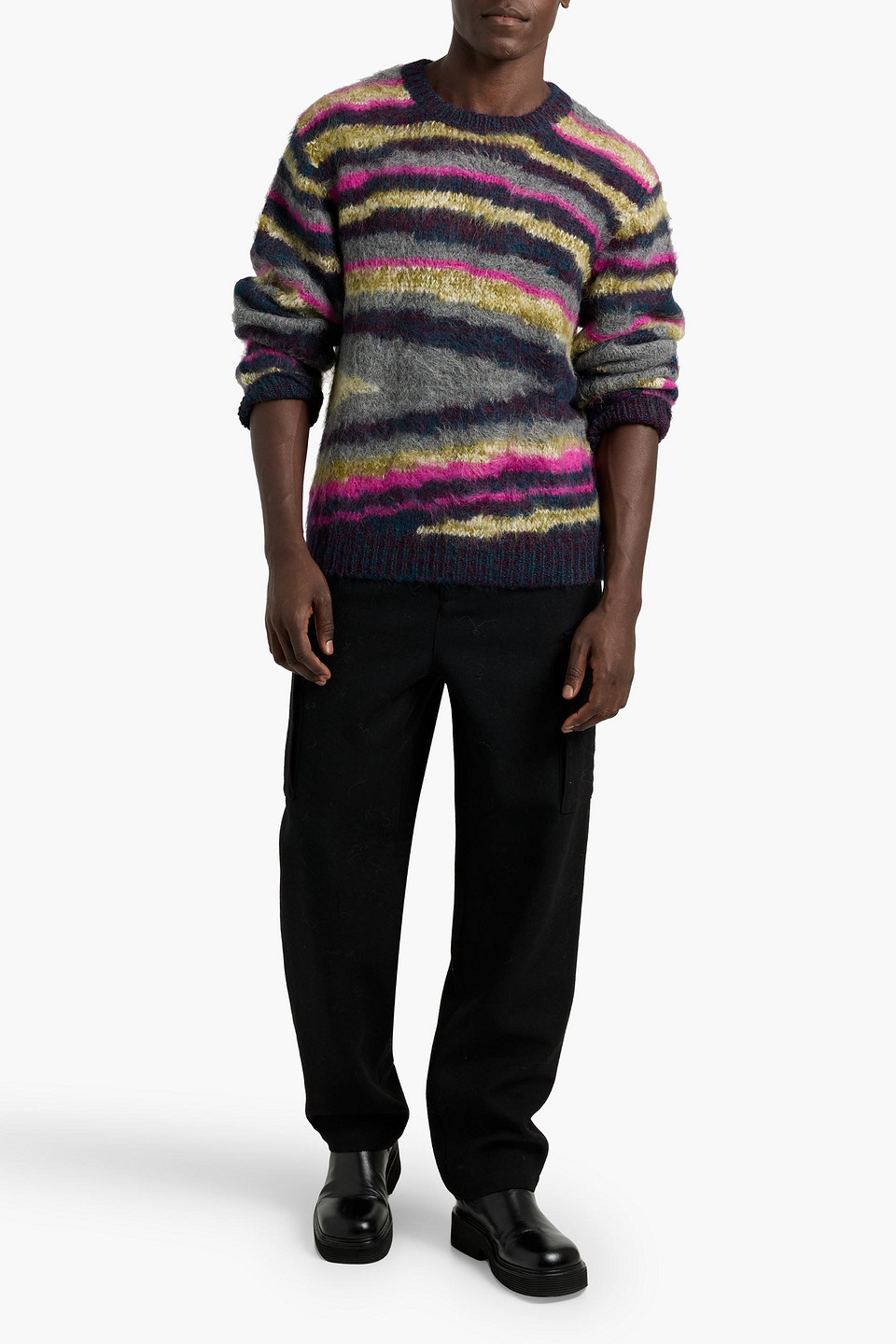 The Elder Statesman Oil Slick Striped Jacquard-knit Alpaca-blend Sweater In Multi