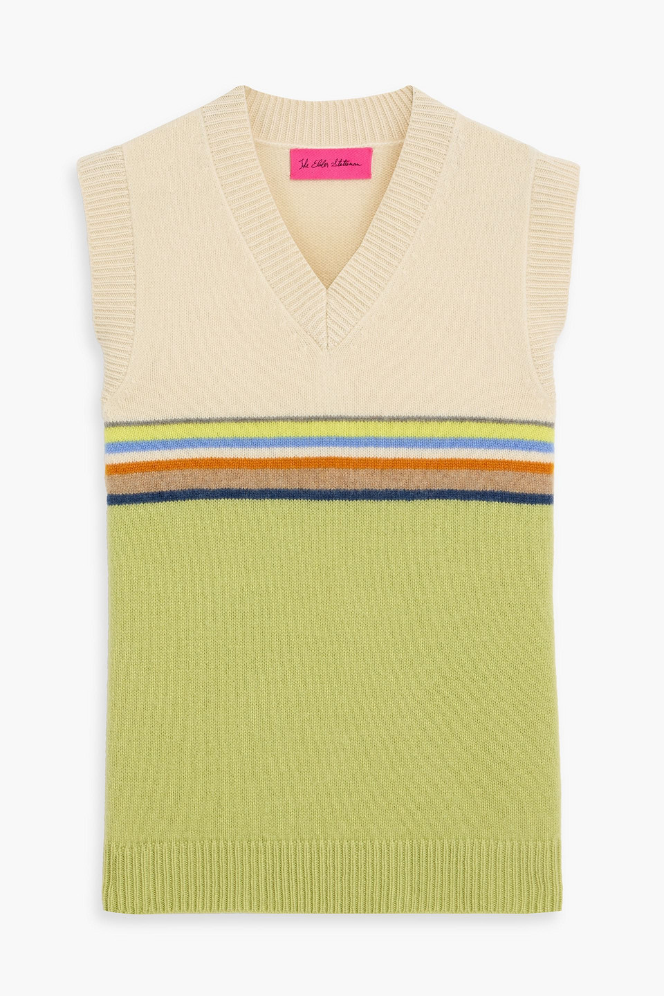 Striped jacquard-knit cashmere vest