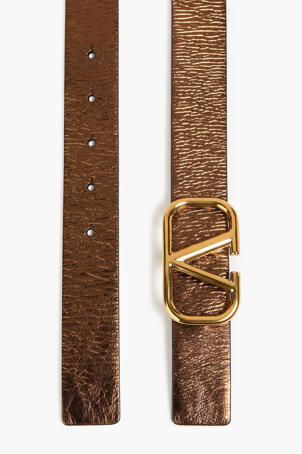 VALENTINO GARAVANI VLOGO metallic cracked-leather belt