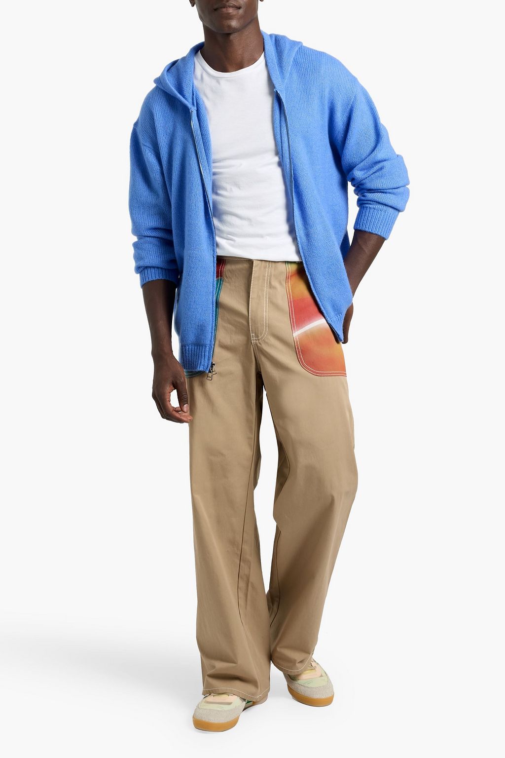 THE ELDER STATESMAN Nimbus cashmere and cotton-blend zip-up hoodie