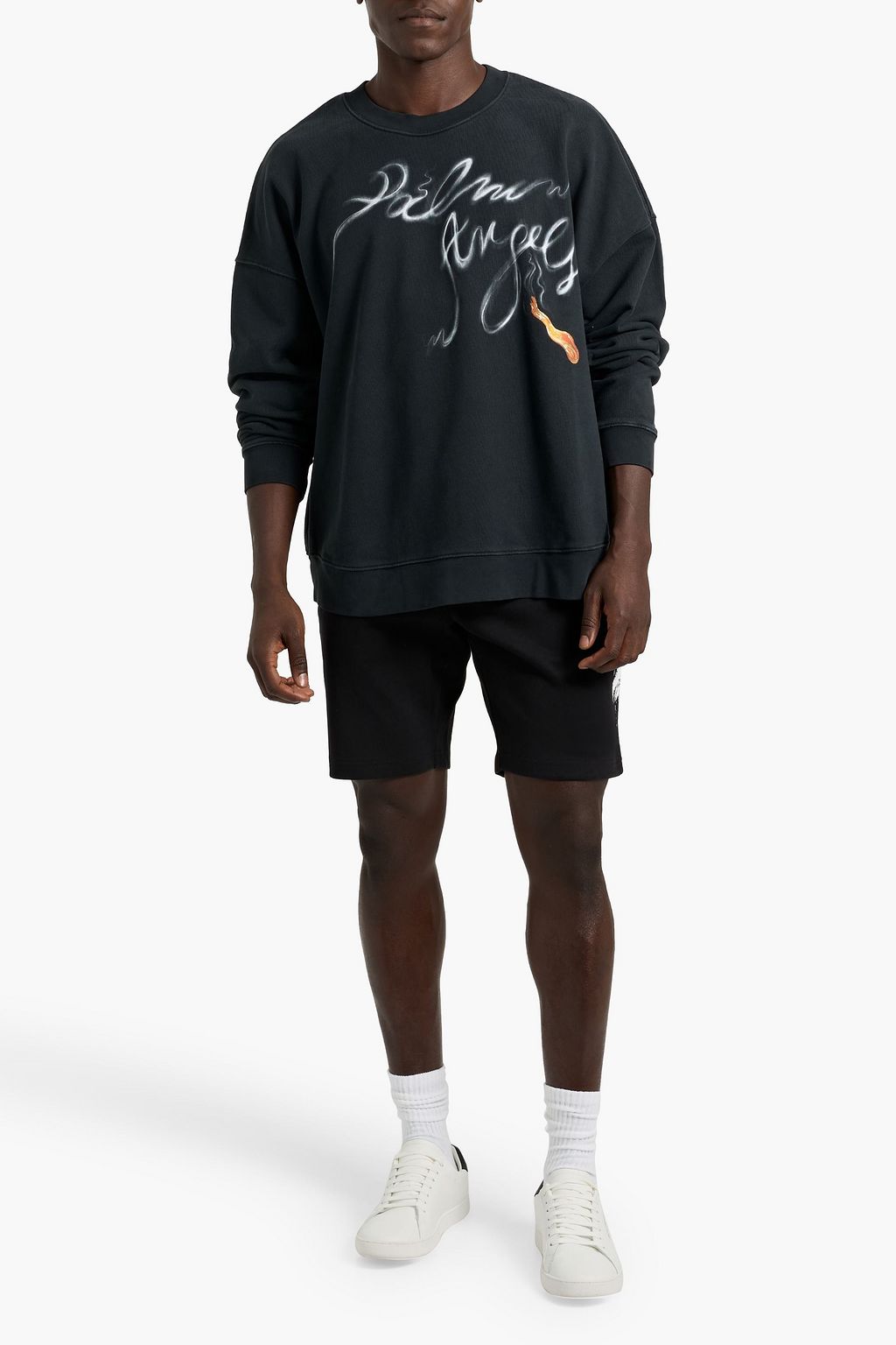 PALM ANGELS Foggy logo-print cotton-jersey sweatshirt