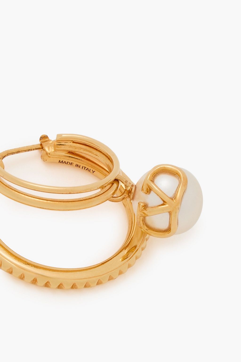 VALENTINO GARAVANI VLOGO Signature gold-tone faux pearl hoop earrings