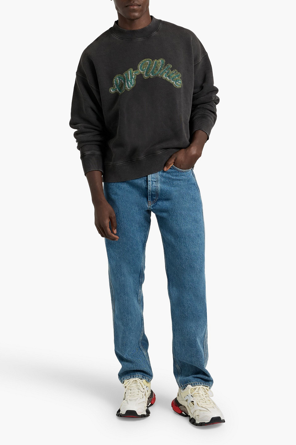 Off-white Printed French Cotton-terry Sweatshirt In Brown
