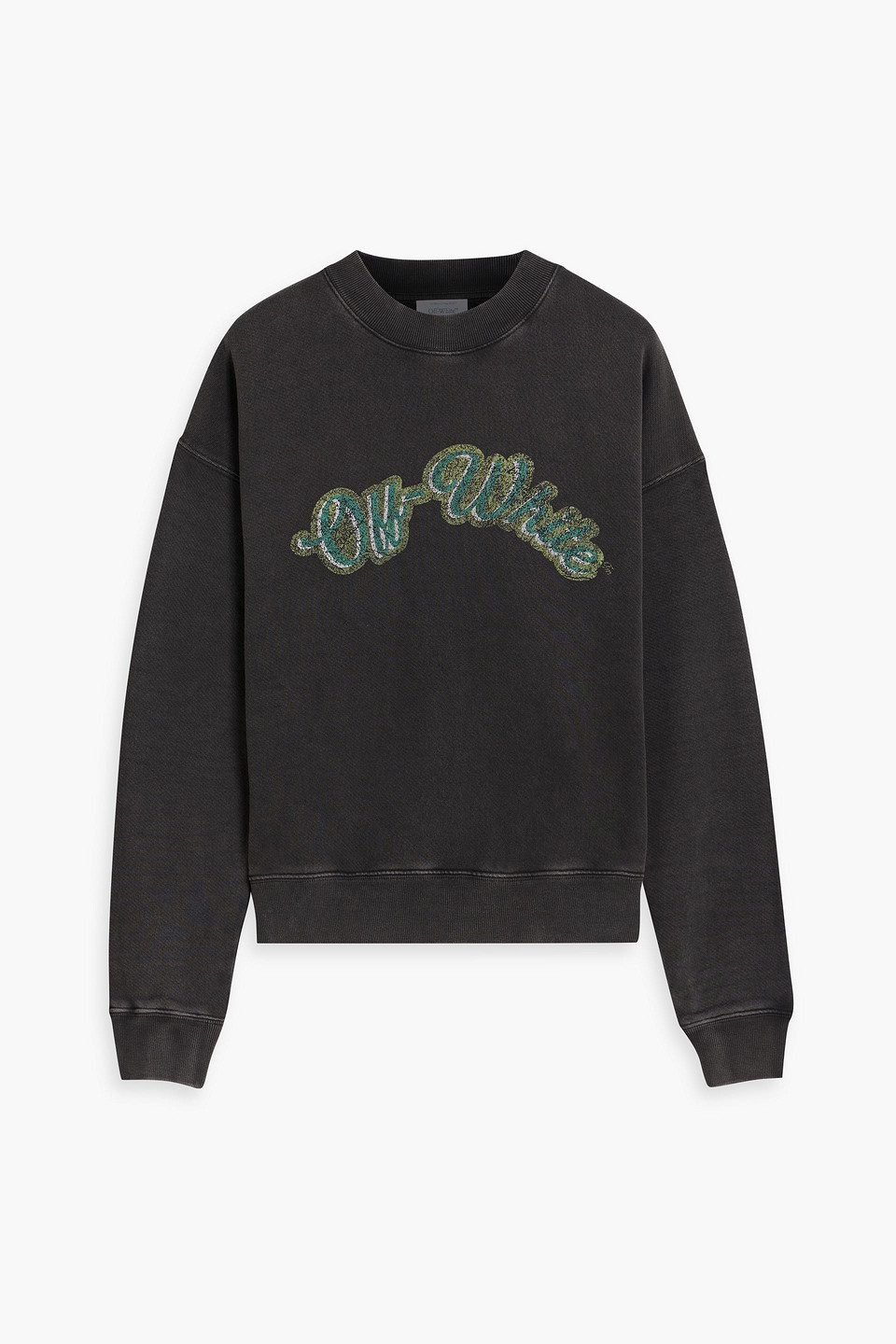 Off-white Printed French Cotton-terry Sweatshirt In Brown