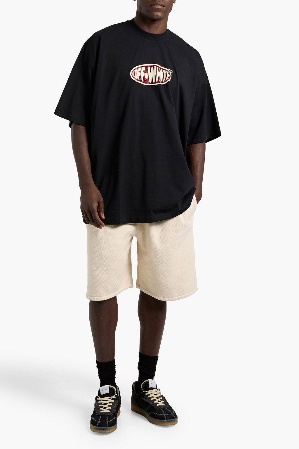OFF-WHITE™ Crystal-embellished logo-print cotton-jersey T-shirt