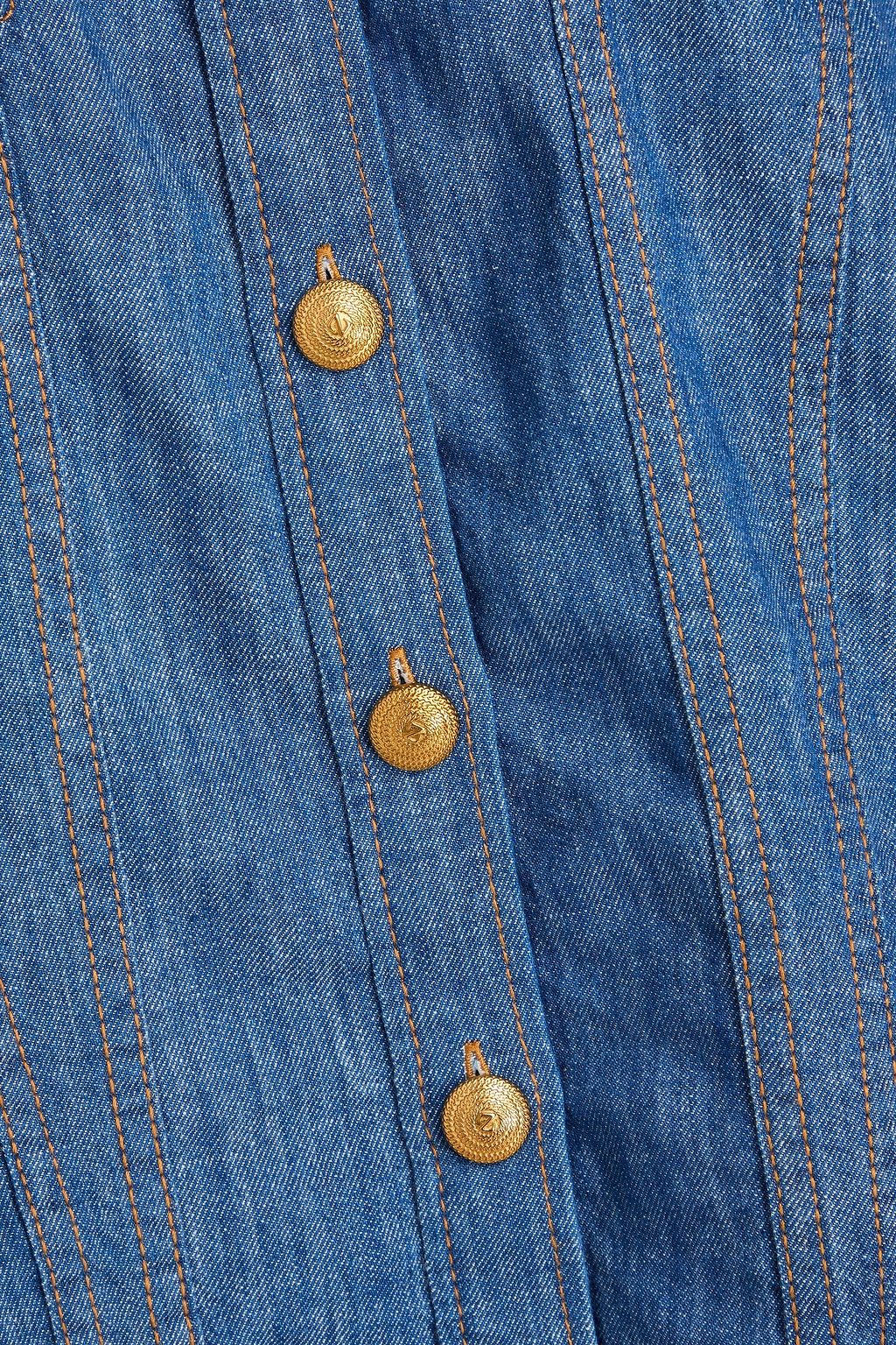 ZIMMERMANN Tie-neck denim shirt
