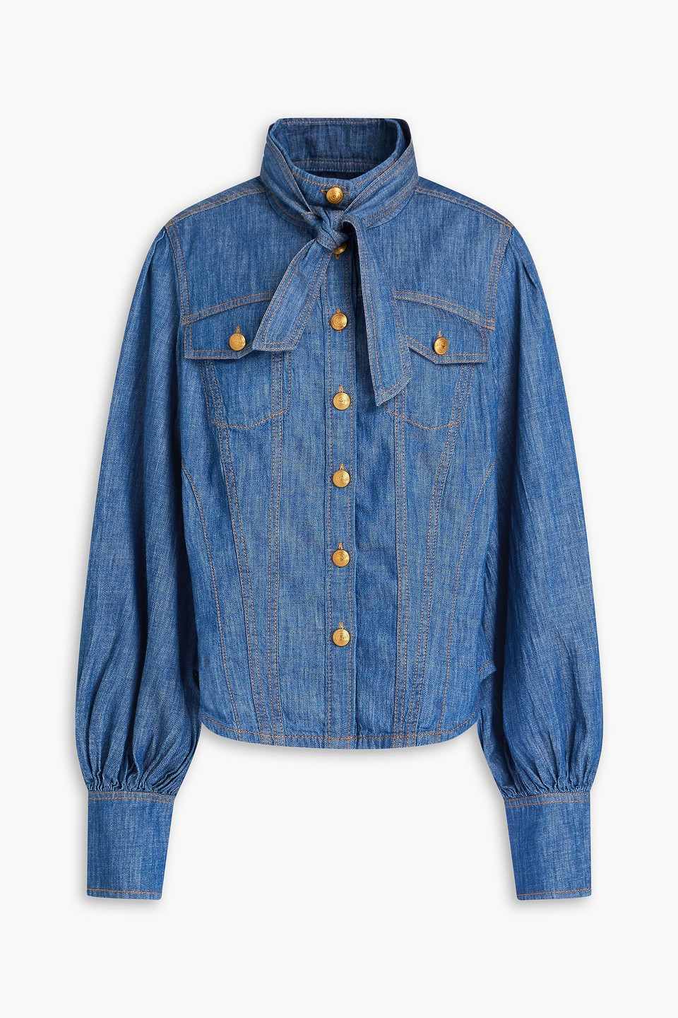Zimmermann Jeanshemd Mit Bindedetail In Blue