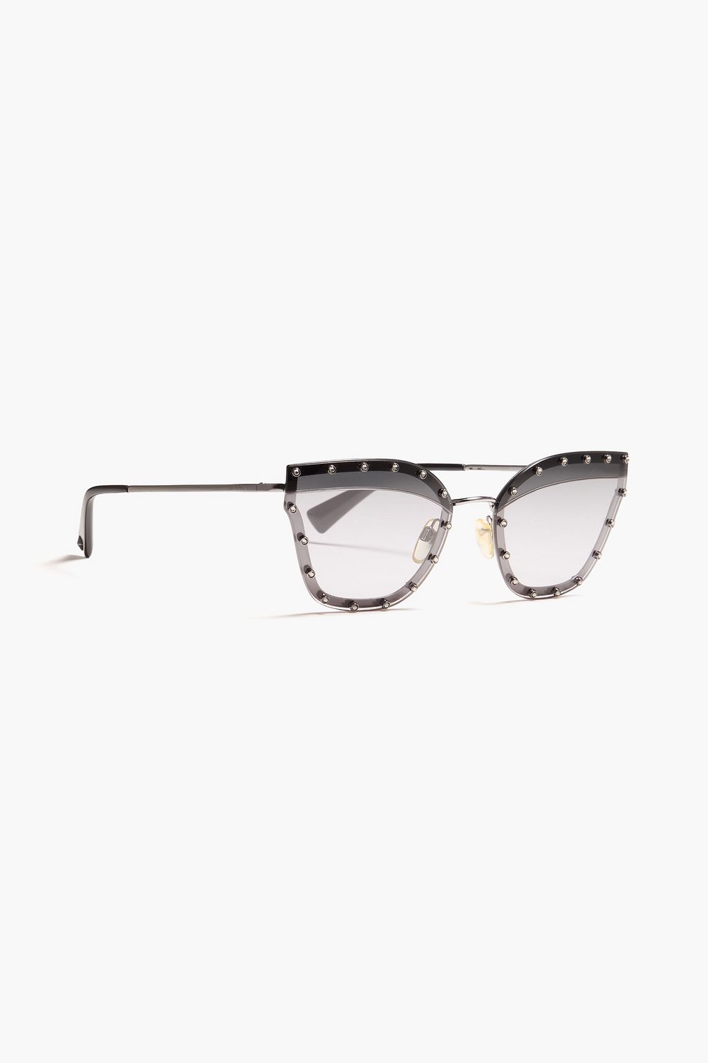 VALENTINO GARAVANI Silberfarbene Sonnenbrille mit Butterfly-Rahmen und Kristallverzierung