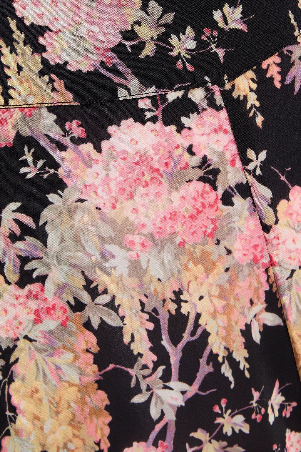 BYTIMO Hose aus Crêpe de Chine mit weitem Bein und floralem Print