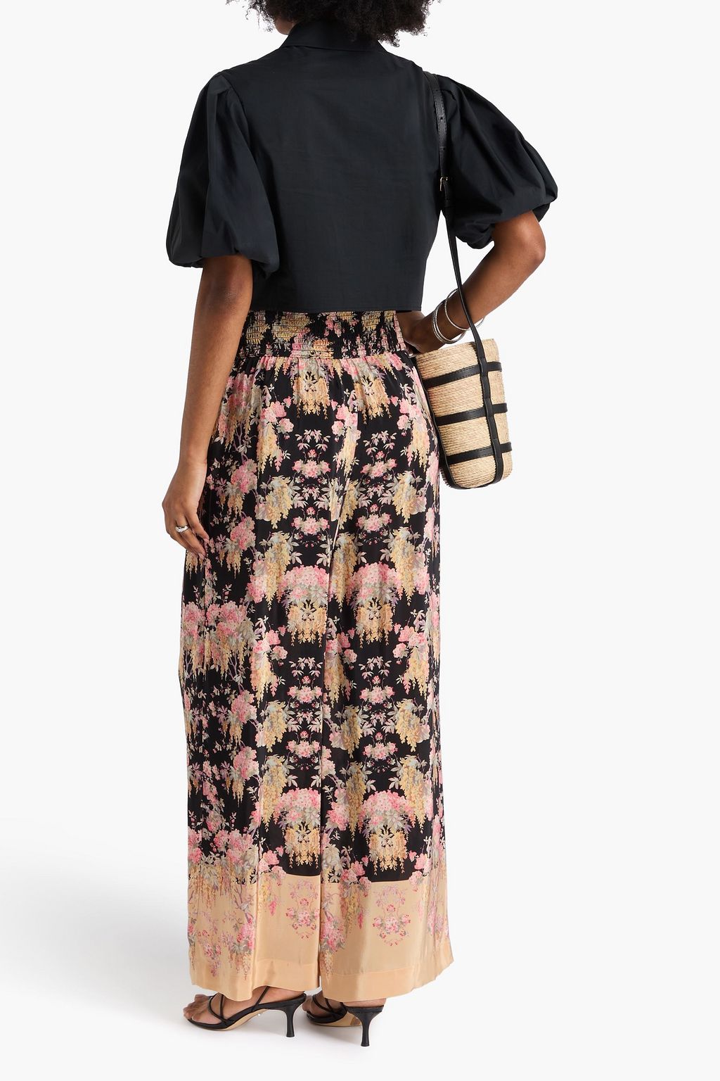 BYTIMO Hose aus Crêpe de Chine mit weitem Bein und floralem Print