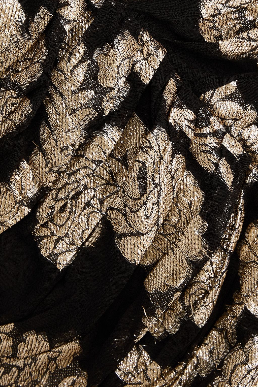 BYTIMO Belted tiered brocade mini dress