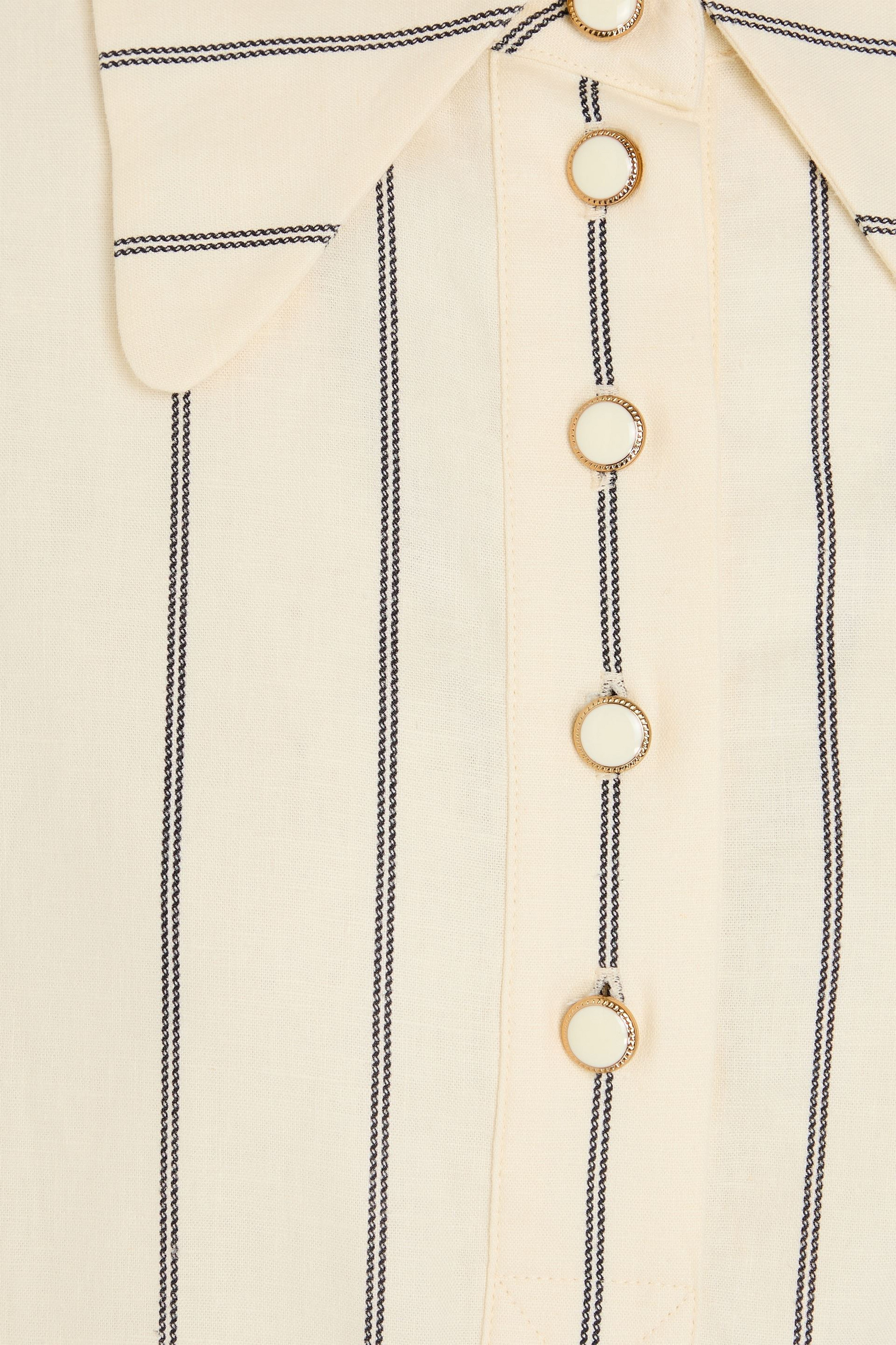 Zimmermann Striped linen-blend mini shirt dress